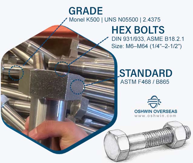 Monel K500 Bolts
